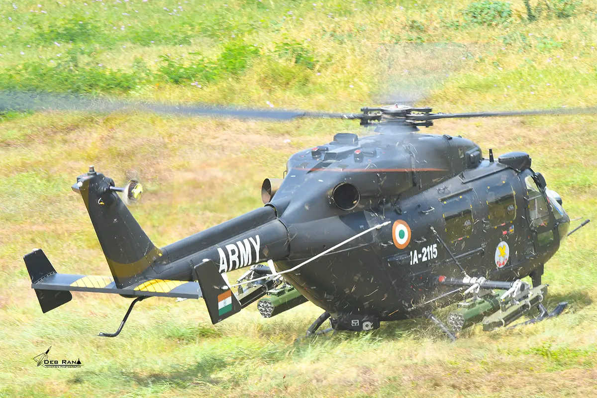Indian Army helicopter in low flight