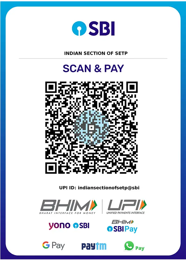 Payment QR Code - UPI ID: indiansectionofsetp@sbi