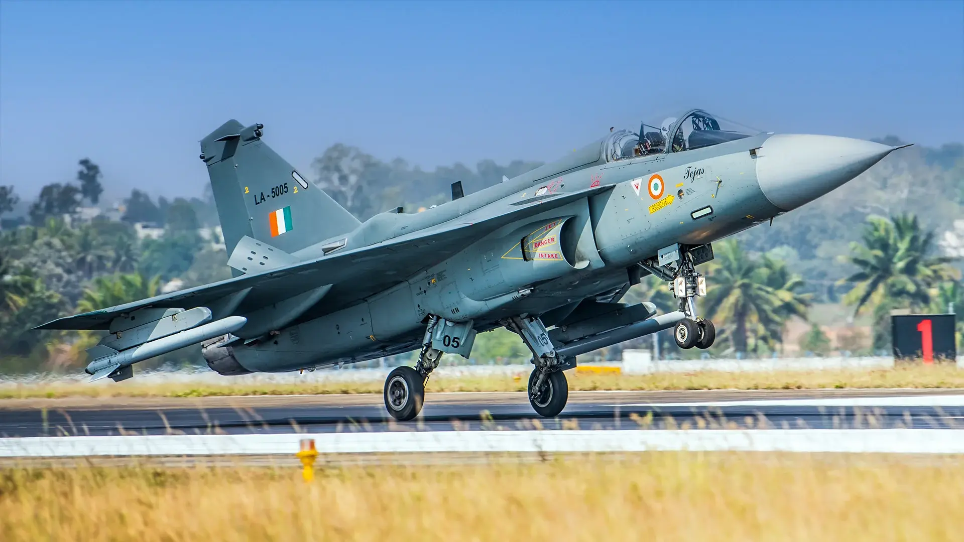 HAL Tejas LCA taking off from runway